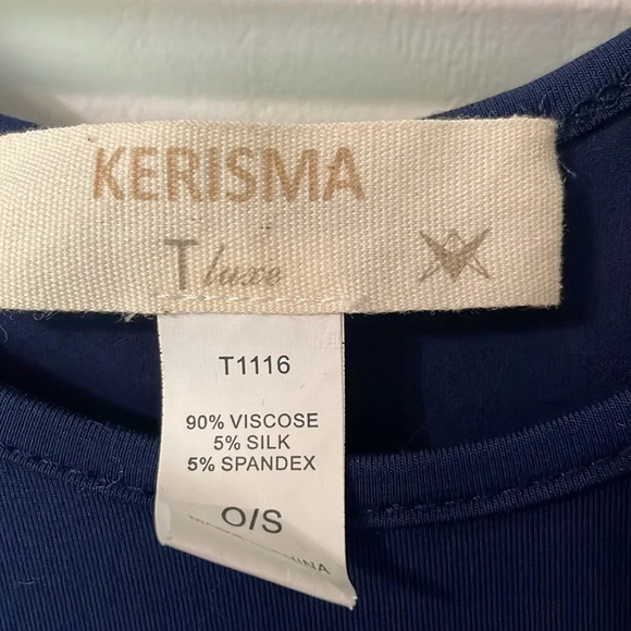 Kerisma NWOT silk blend blue Poncho one size - Picture 3 of 3